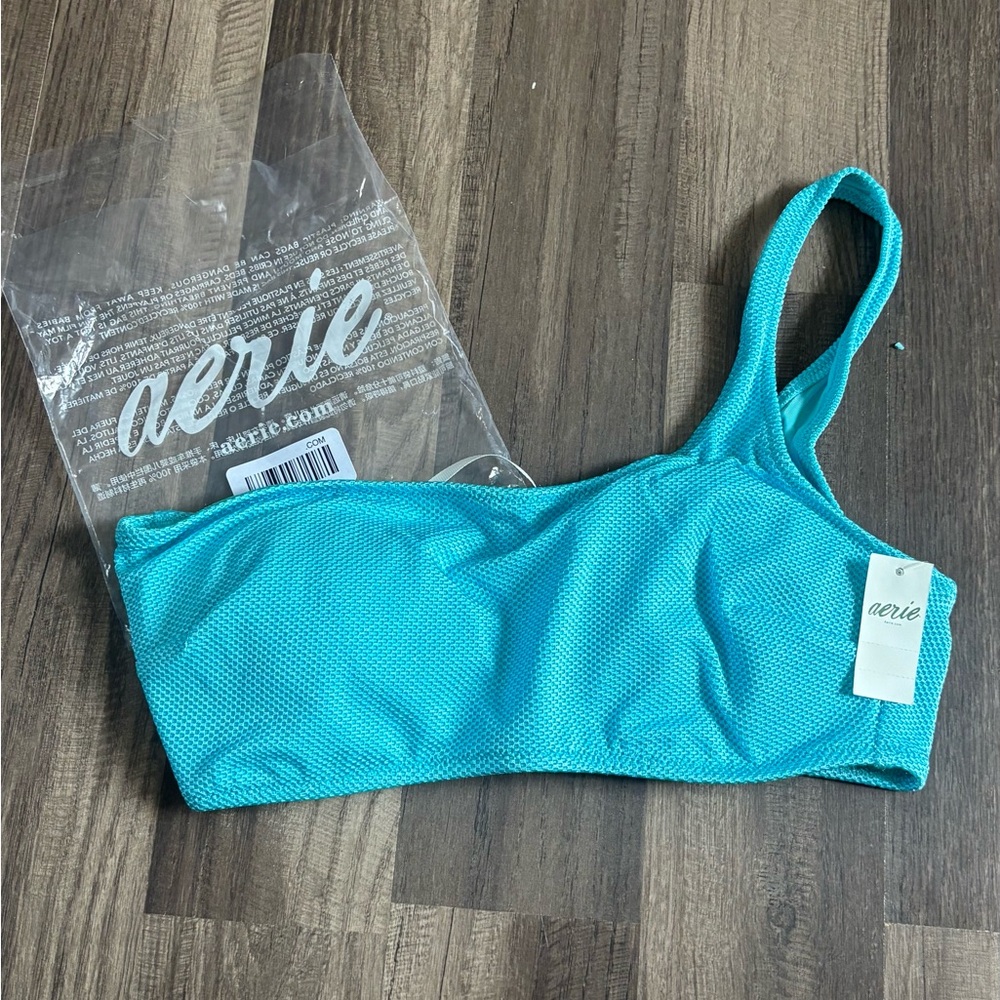 $37 NWT Aerie One Shoulder Bandeau Swim - Picture 2 of 6